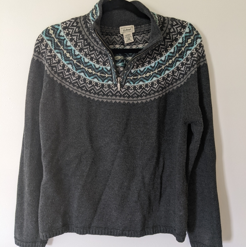 L.L. Bean Fair Isle Zipper Sweater